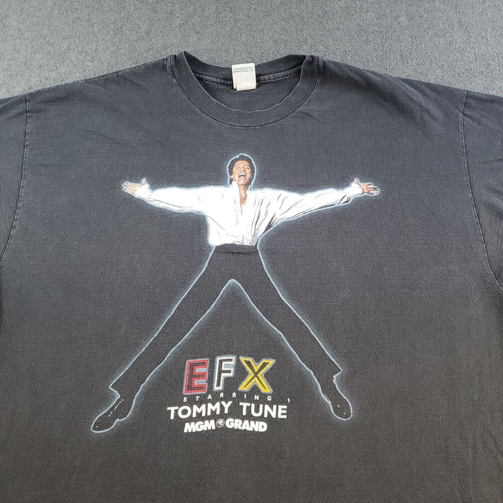 Vintage 90's Y2K EFX Tommy Tune MGM Grand Tee Size 2XL Black 1993